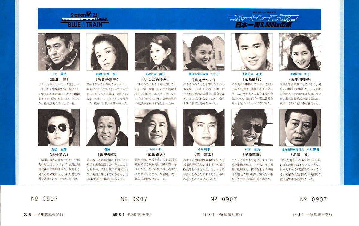 ブルートレイン「駅」号　日本一周6,000kmの旅　記念入場券　その３ 裏面