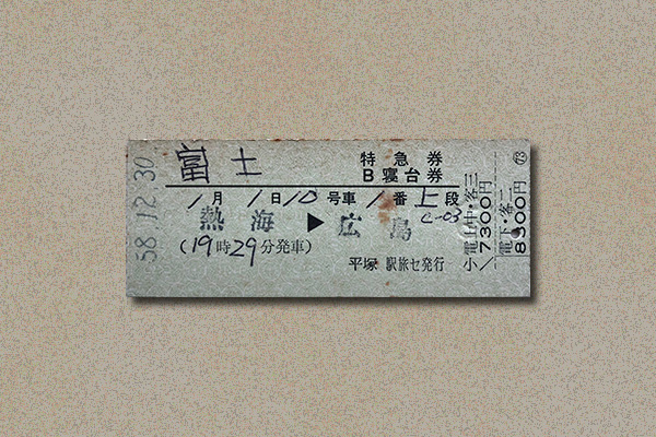 寝台特急富士の特急券・B寝台券